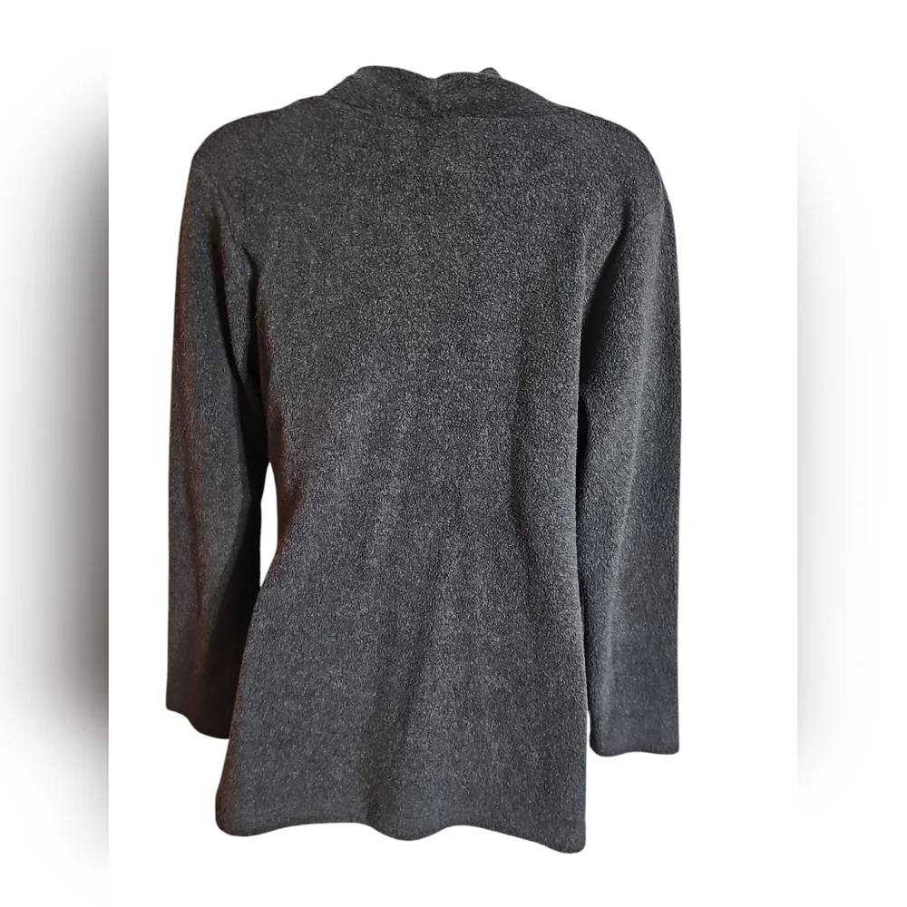 Soft Surroundings Womens Petite Medium Charcoal Faux Wrap Sweater Cozy Preppy - Picture 3 of 6